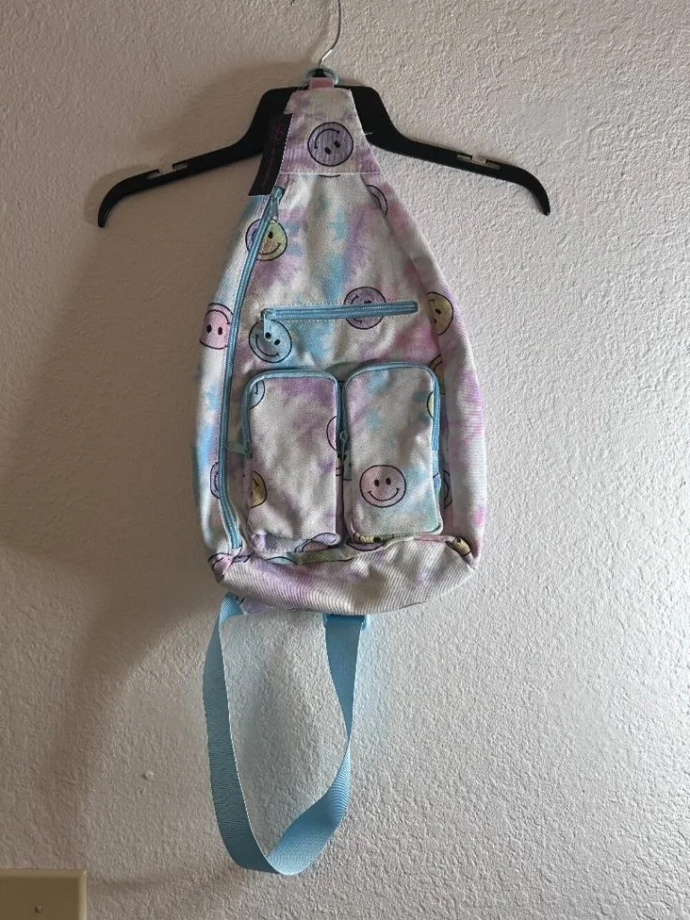 Tie-Dye Smiley Face Crossbody Backpack